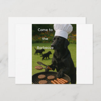 Funny black Labrador grill chef Invitation