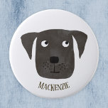 Funny Black Labrador Retriever Dog Custom Name 1 Inch Round Button<br><div class="desc">A cute Black Labrador Retriever dog watercolor painting to make you smile.
Customize by changing or removing the name.</div>
