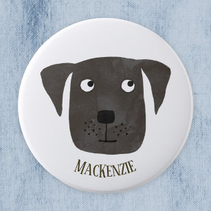 Funny Black Labrador Retriever Dog Custom Name 1 Inch Round Button