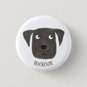 Funny Black Labrador Retriever Dog Custom Name 1 Inch Round Button (Front)