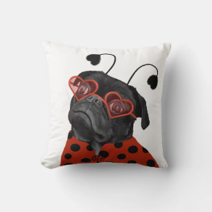 Funny Black Love Pug Throw Pillow
