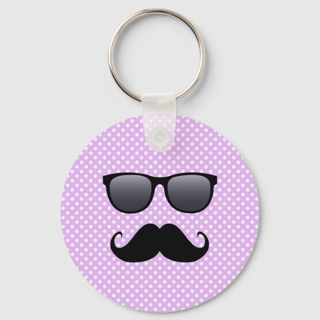 Funny Black Moustache And Glasses Keychain (Front)