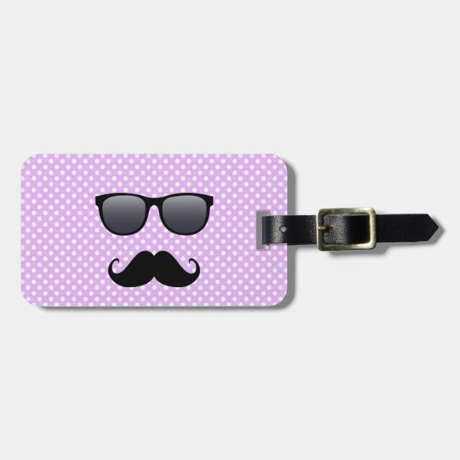 Funny Black Moustache And Glasses Luggage Tag (Front Horizontal)