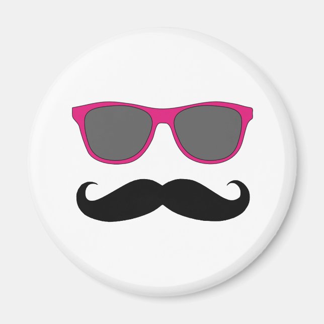 Funny Black Moustache and Pink Sunglasses Magnet (Front)
