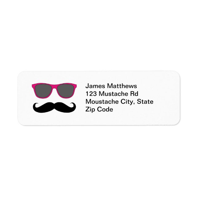 Funny Black Moustache and Sunglasses Return Addres (Front)