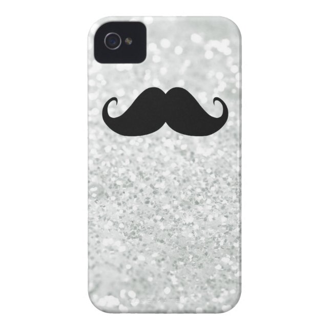 Funny Black Moustache And White Sparkle Bling Case-Mate iPhone Case (Back)