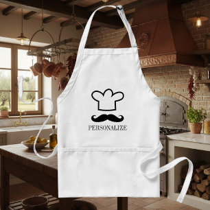 Funny black moustache BBQ apron for men
