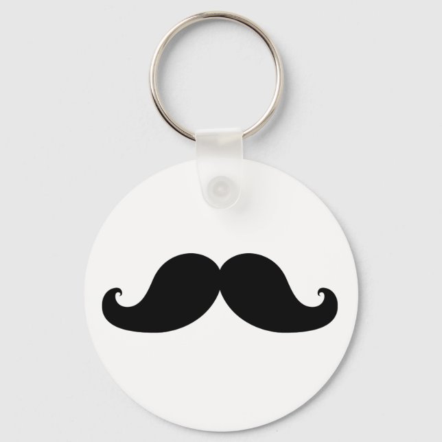 Funny Black Moustache Humour Keychain (Front)