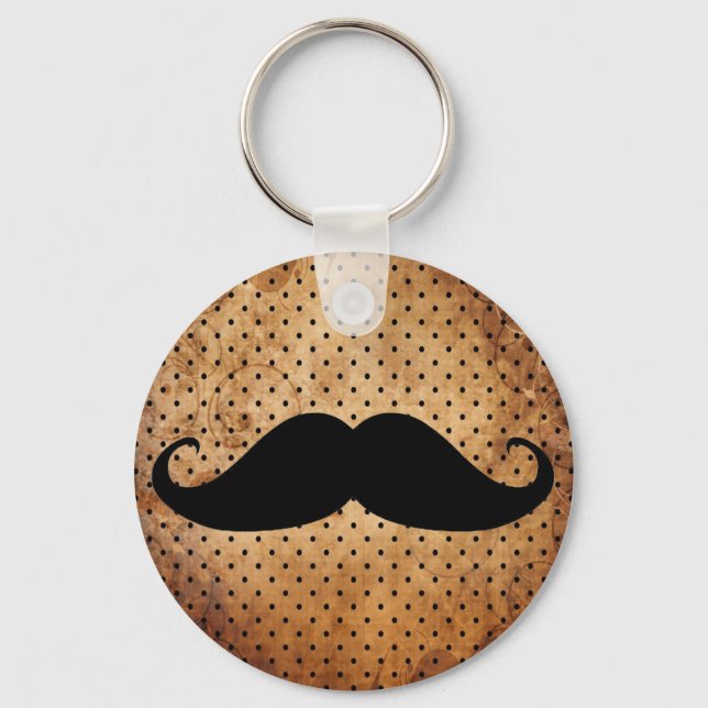 Funny Black Moustache Keychain (Front)