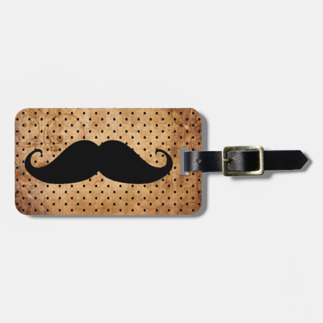 Funny Black Moustache Luggage Tag (Front Horizontal)