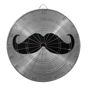Funny Black Moustache on Metal Grey Background Dartboard
