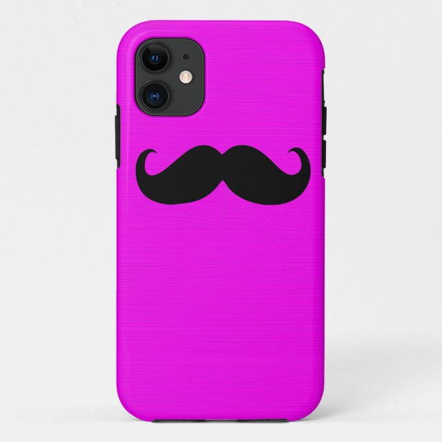 Funny Black Moustache on Pink Background Case-Mate iPhone Case (Back)