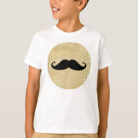 Funny Black Moustache On Vintage Yellow Polka Dots