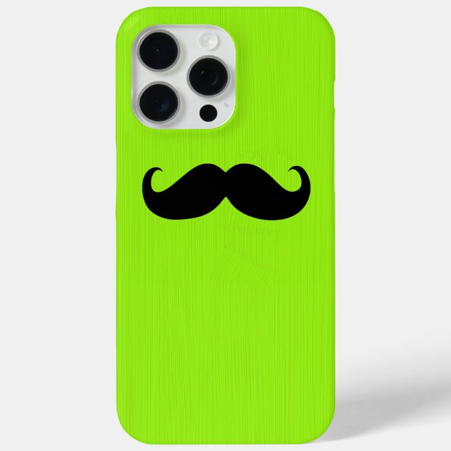Funny Black Moustache on Yellow Green Background Case-Mate iPhone Case (Back)