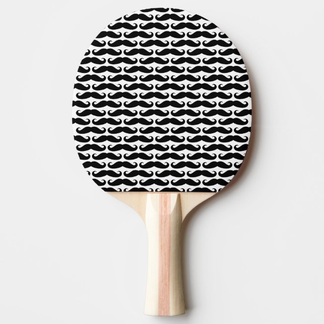 Funny black moustache pattern ping pong paddle (Front)