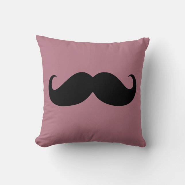 Funny Black Moustache Throw Pillow (Front)