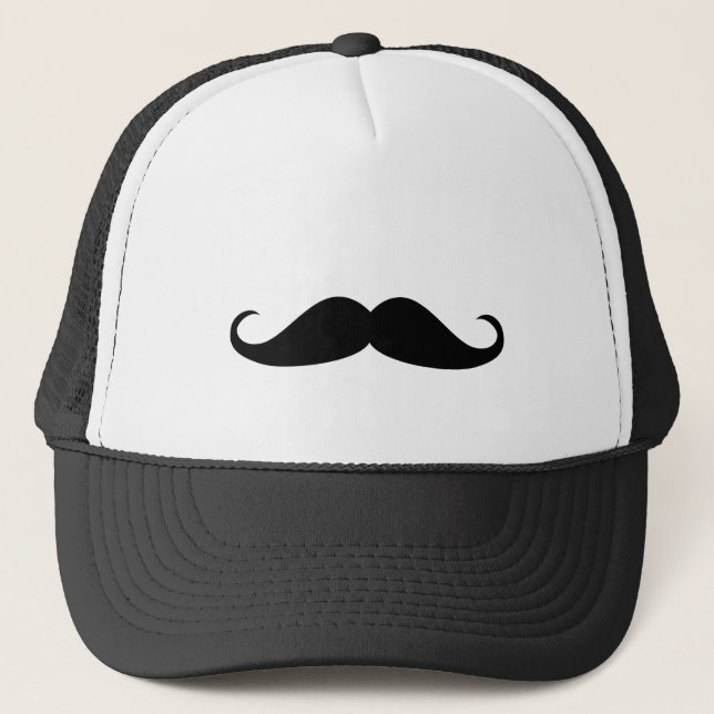 Funny Black Moustache Trucker Hat (Front)