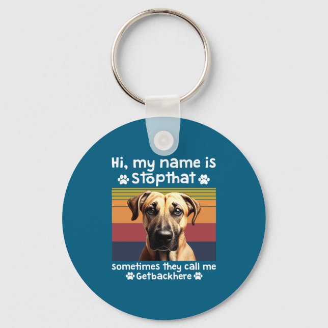 Funny Black Mouth Cur Dog Saying  Keychain (Front)