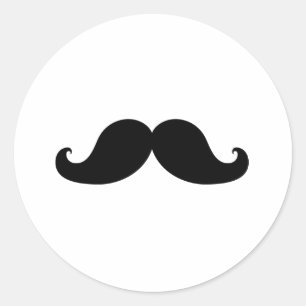 Funny Black Mustache Humor Classic Round Sticker