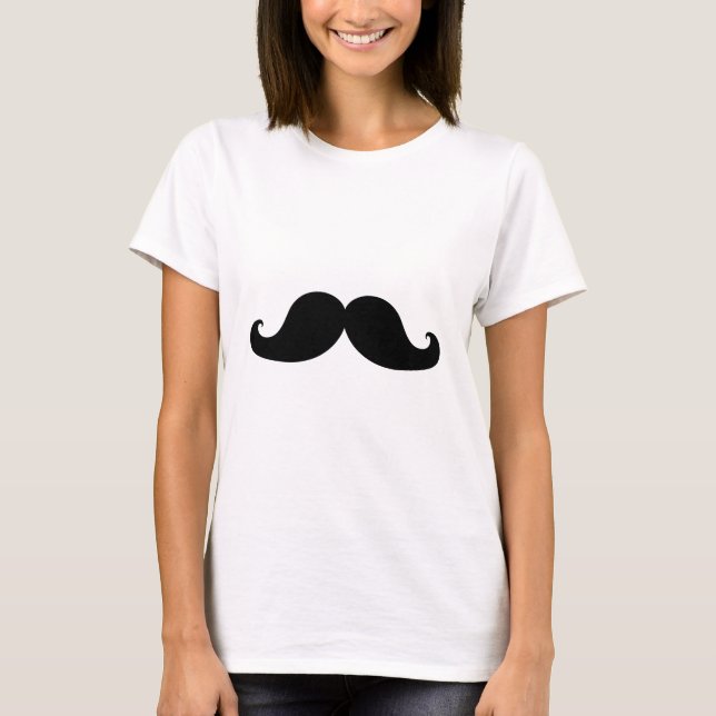 Funny Black Mustache Humor T-Shirt (Front)