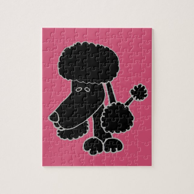 Funny Black Poodle Puppy Dog Cartoon Jigsaw Puzzle (Vertical)
