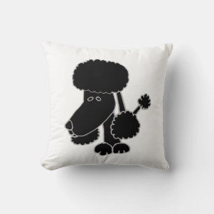 Funny Black Poodle Puppy Dog Throw Pillow