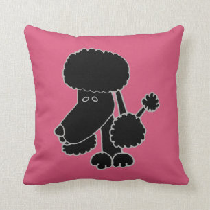 Funny Black Poodle Puppy Dog Throw Pillow