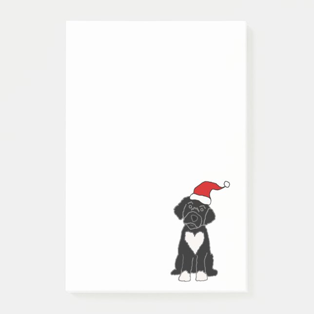 Funny Black Portuguese Water Dog Christmas Post-it Notes (Front)