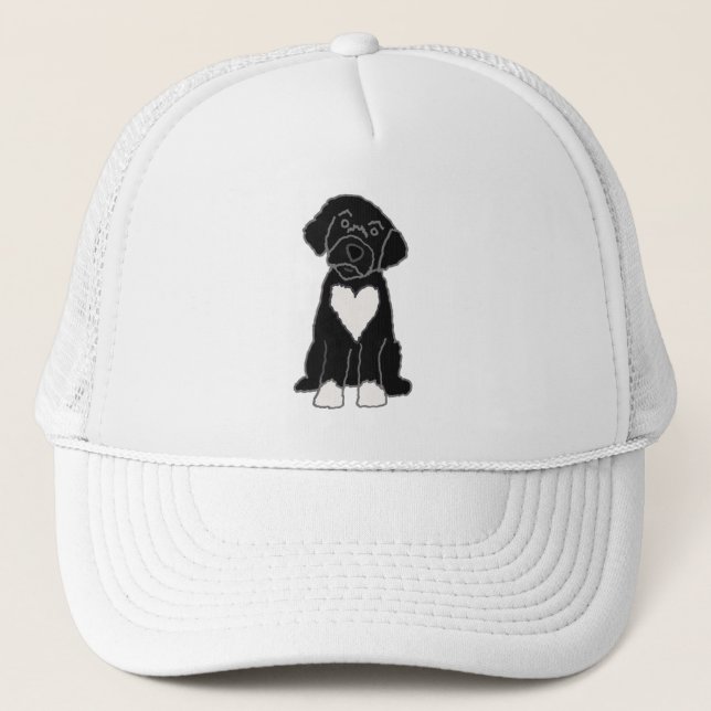 Funny Black Portuguese Water Dog Trucker Hat (Front)