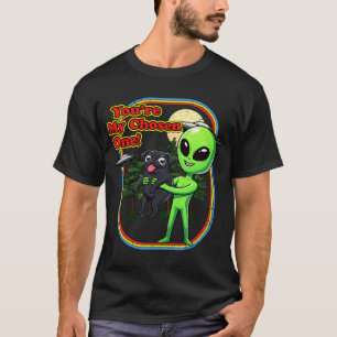 Funny Black Pug Dog Alien Chosen One UFO Mom Dad K T-Shirt