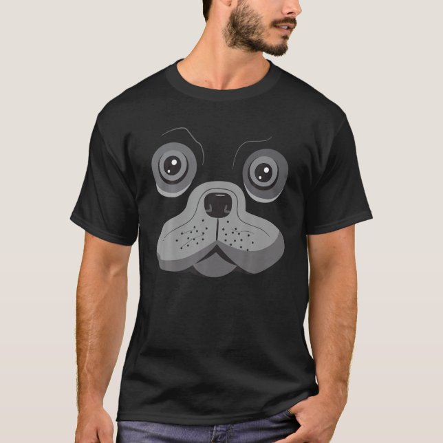 Funny Black Pug Gifts Cool Dog Face Halloween Cost T-Shirt (Front)