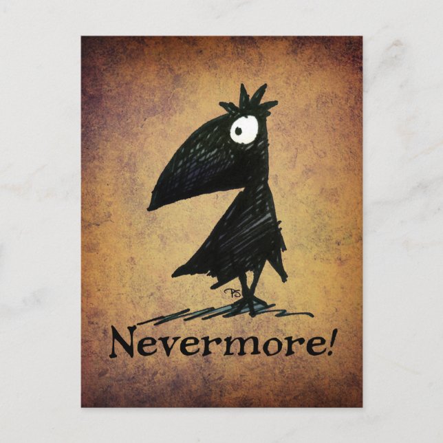 Funny Black Raven by Edgar Allen Poe - Nevermore Postcard (Front)