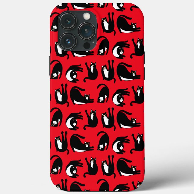 Funny Black Red Cat Fitness Case-Mate iPhone Case (Back)