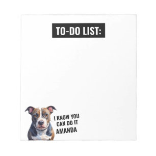Funny Black Serious Pit Bull To Do List Notepad