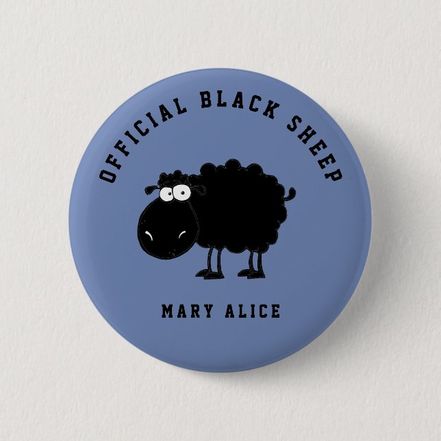 Funny black sheep 2 inch round button (Front)