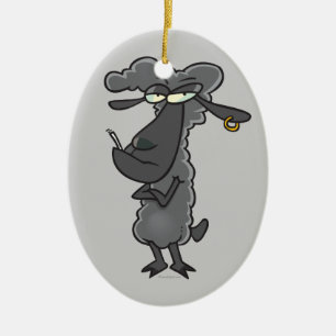 funny black sheep cartoon character ceramic ornament