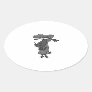funny black sheep cartoon character oval sticker