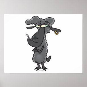funny black sheep cartoon character poster