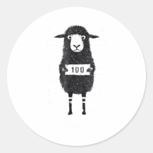 Funny Black Sheep Mugshot Lost But Found Humor Fun Classic Round Sticker