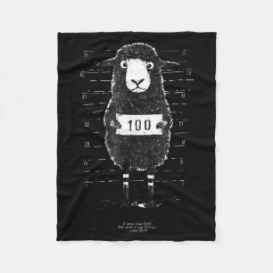 Funny Black Sheep Mugshot Lost But Found Humor Fun Fleece Blanket