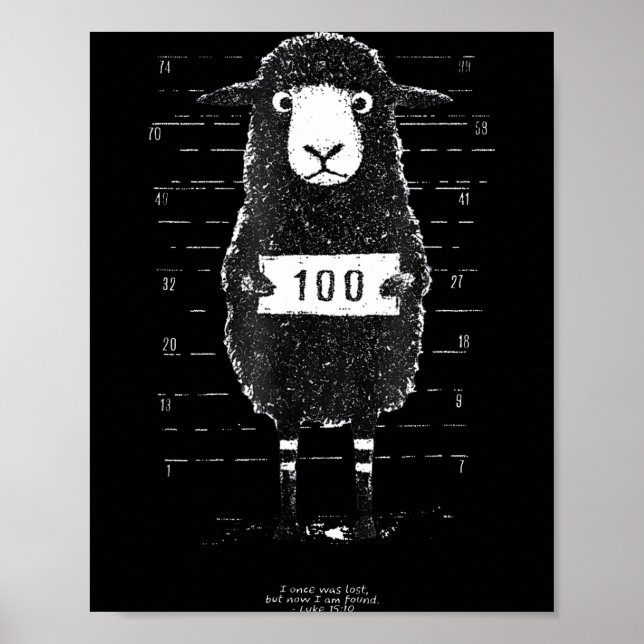 Funny Black Sheep Mugshot Lost But Found Humor Fun Poster (Front)