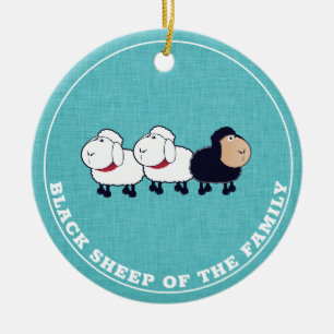 Funny Black Sheep of the Family Blue Ceramic Ornament