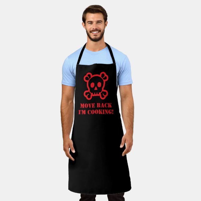Funny black skull head symbol BBQ apron for men (Worn)