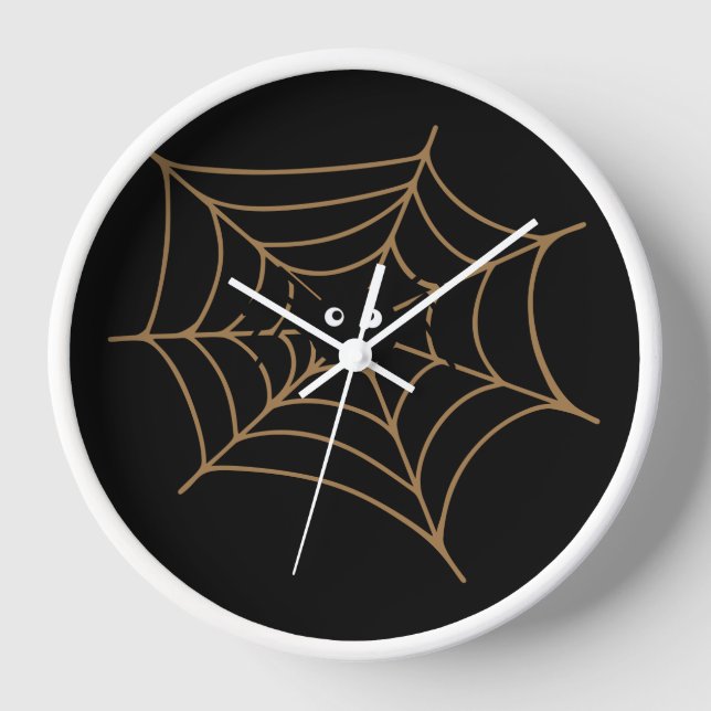 Funny Black Spider On Kids Wall Clock (Front)
