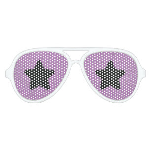 Funny Black Star Purple Background Aviator Sunglasses