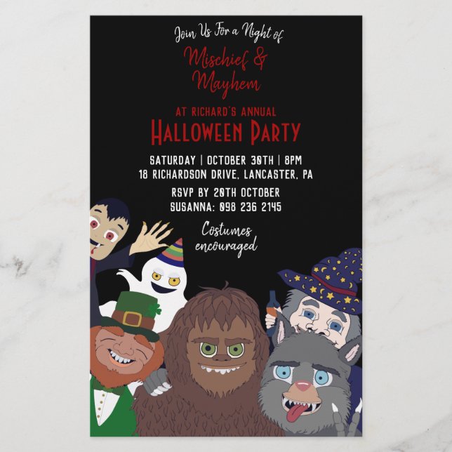 Funny Black Supernatural Halloween Costume Party Flyer (Front)