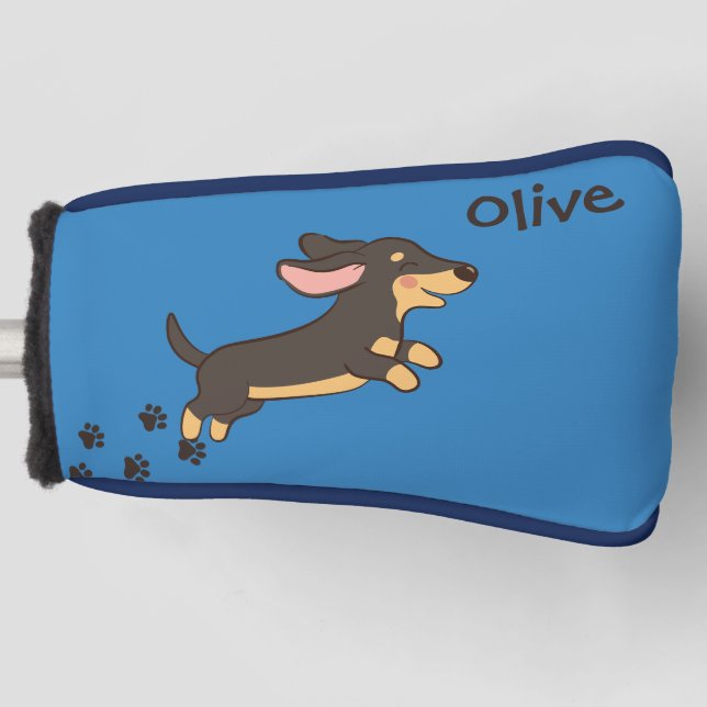 Funny Black Tan Dachshund Dog  Golf Head Cover (Front)