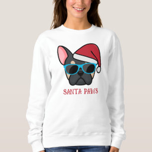 Funny Black Tan Frenchie Santa Paws Christmas Sweatshirt