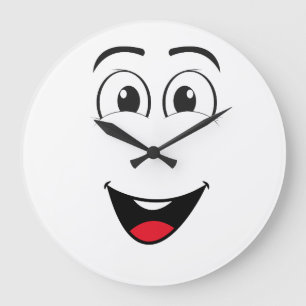 Funny Black Wall Clock-Cute Cartoon Face Large Clock