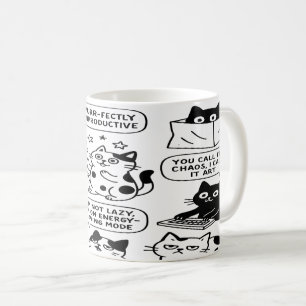 Funny Black & White Cat Pattern Mug